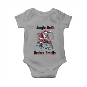 Jingle Bells Hockey Smells Baby Onesie Funny Santa Ice Hockey Christmas Gift TS12 Sport Gray Print Your Wear