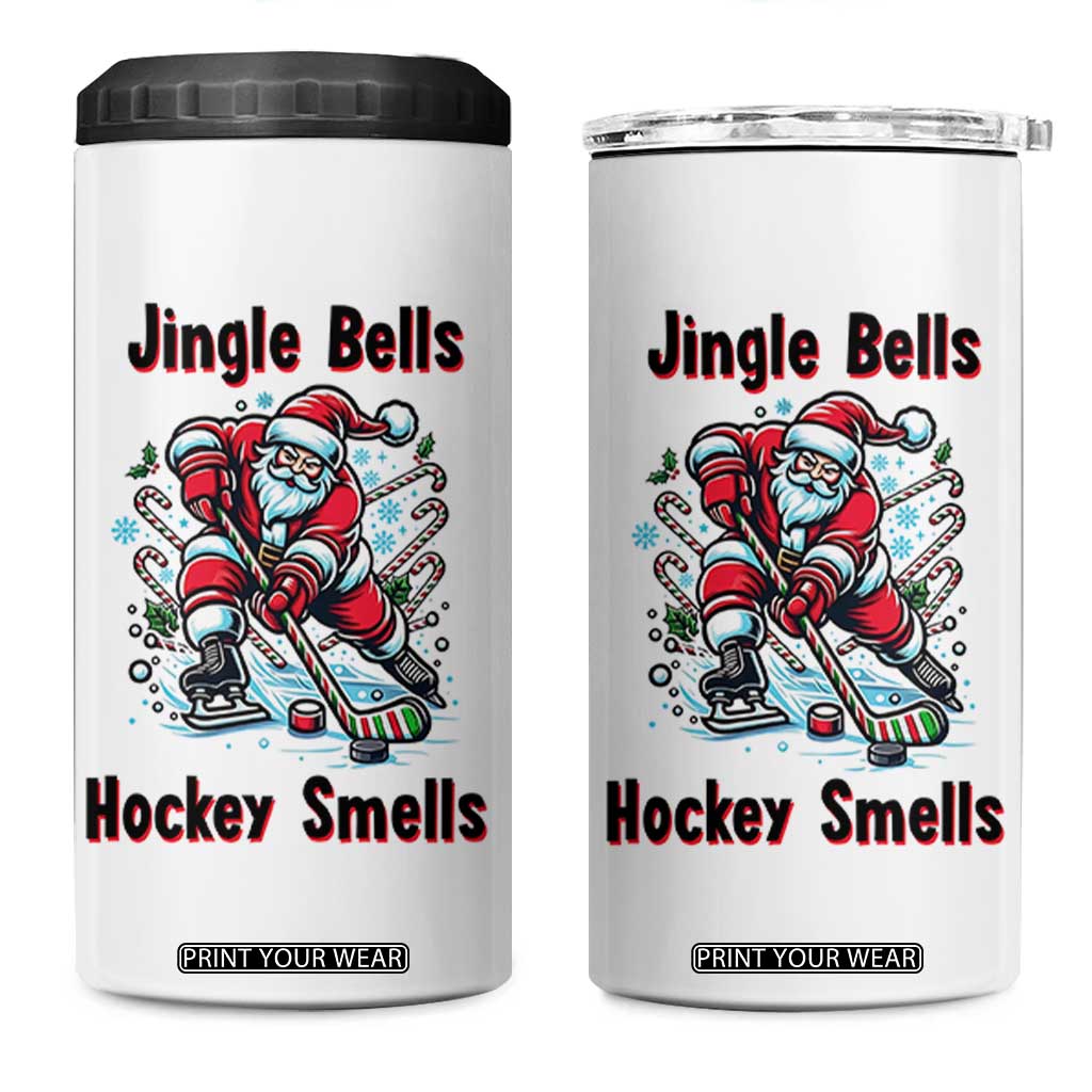Jingle Bells Hockey Smells 4 in 1 Can Cooler Tumbler Funny Santa Ice Hockey Christmas Gift TS12 One Size: 16 oz White Print Your Wear