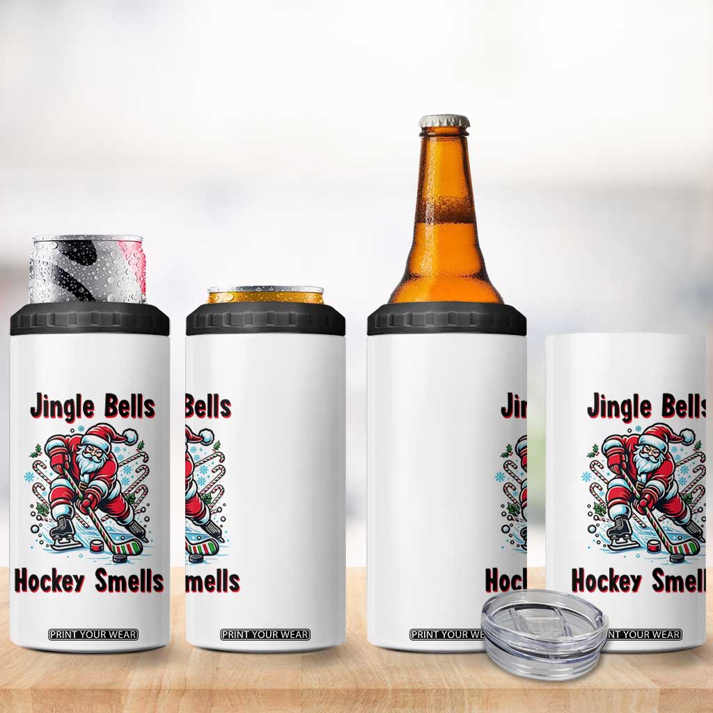 Jingle Bells Hockey Smells 4 in 1 Can Cooler Tumbler Funny Santa Ice Hockey Christmas Gift TS12 Print Your Wear