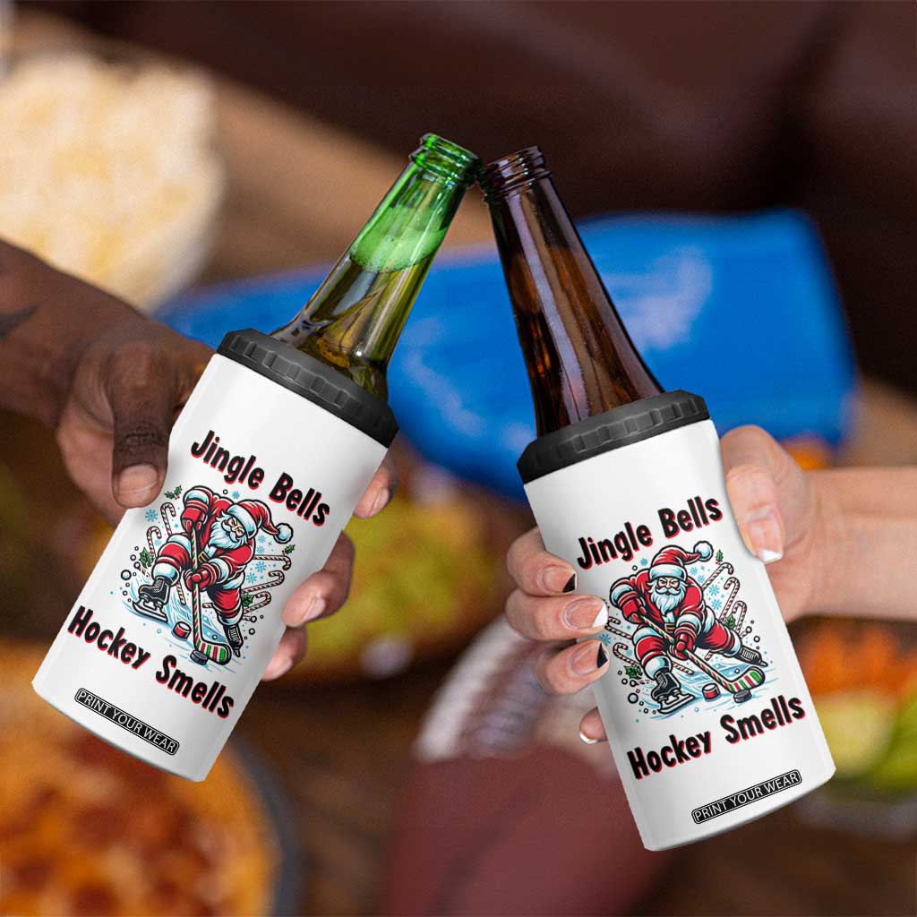 Jingle Bells Hockey Smells 4 in 1 Can Cooler Tumbler Funny Santa Ice Hockey Christmas Gift TS12 Print Your Wear