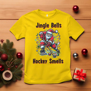 Jingle Bells Hockey Smells T Shirt Funny Santa Ice Hockey Christmas Gift TS12 Daisy Print Your Wear
