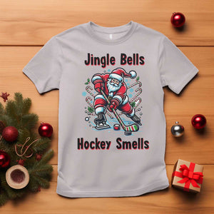 Jingle Bells Hockey Smells T Shirt Funny Santa Ice Hockey Christmas Gift TS12 Ice Gray Print Your Wear