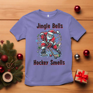 Jingle Bells Hockey Smells T Shirt Funny Santa Ice Hockey Christmas Gift TS12 Violet Print Your Wear
