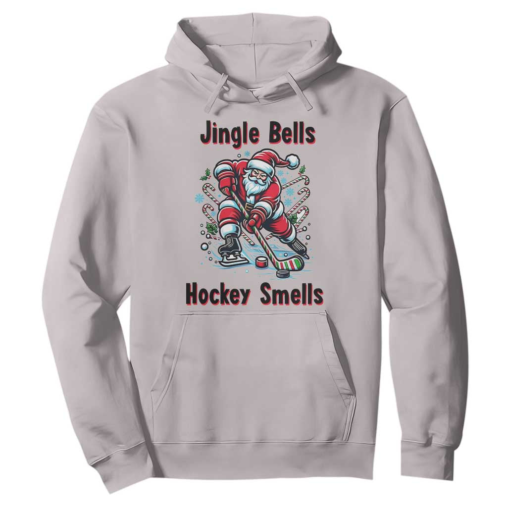 Jingle Bells Hockey Smells Hoodie Funny Santa Ice Hockey Christmas Gift TS12 Ice Gray Print Your Wear