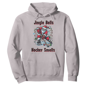 Jingle Bells Hockey Smells Hoodie Funny Santa Ice Hockey Christmas Gift TS12 Ice Gray Print Your Wear