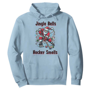Jingle Bells Hockey Smells Hoodie Funny Santa Ice Hockey Christmas Gift TS12 Light Blue Print Your Wear