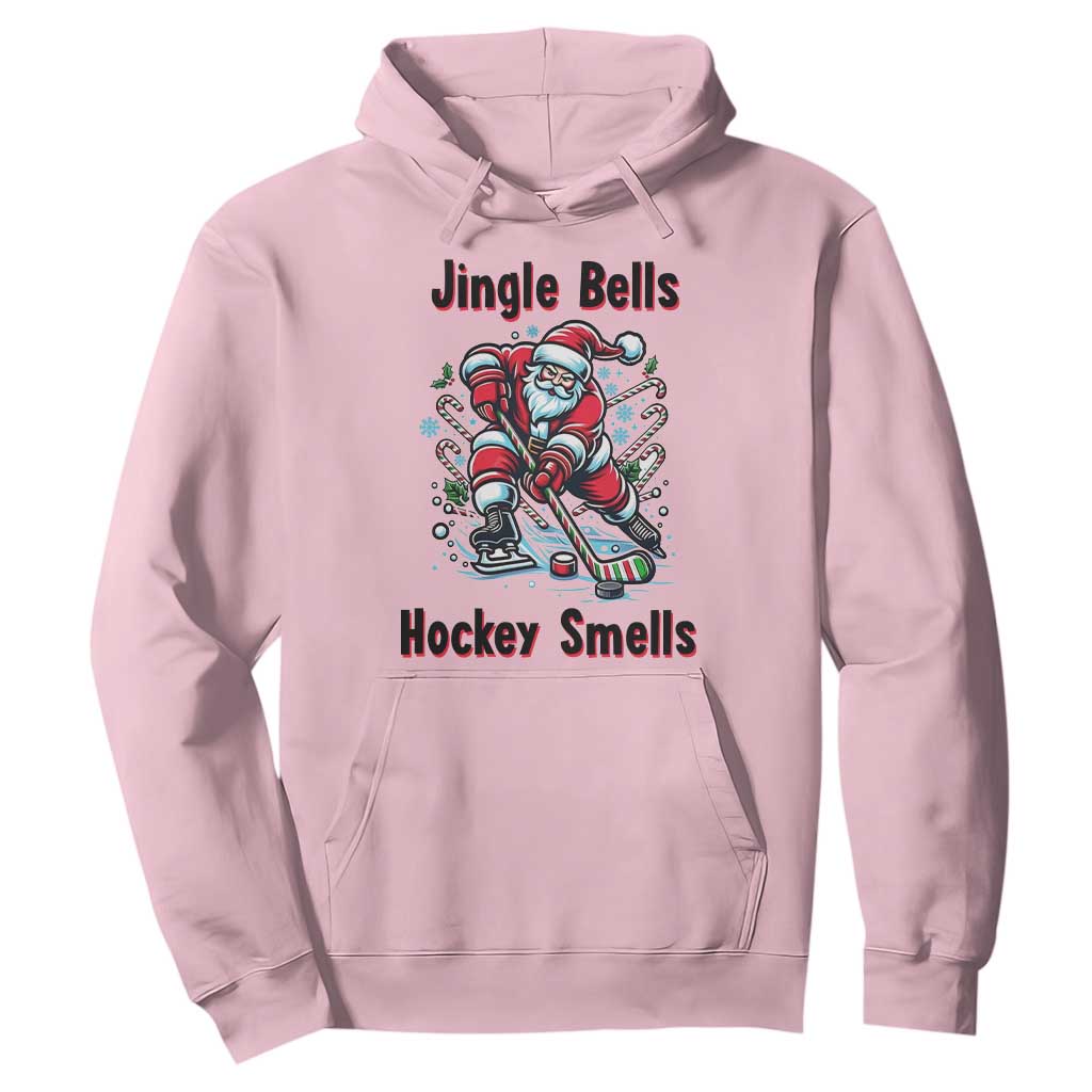Jingle Bells Hockey Smells Hoodie Funny Santa Ice Hockey Christmas Gift TS12 Light Pink Print Your Wear