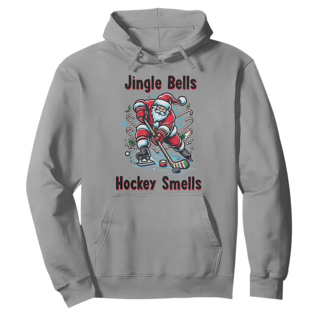 Jingle Bells Hockey Smells Hoodie Funny Santa Ice Hockey Christmas Gift TS12 Sport Gray Print Your Wear
