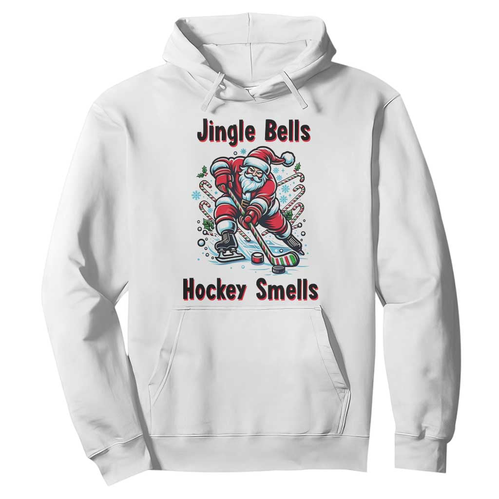 Jingle Bells Hockey Smells Hoodie Funny Santa Ice Hockey Christmas Gift TS12 White Print Your Wear