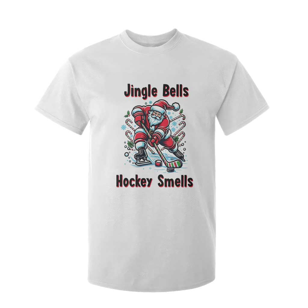 Jingle Bells Hockey Smells T Shirt For Kid Funny Santa Ice Hockey Christmas Gift TS12 White Print Your Wear