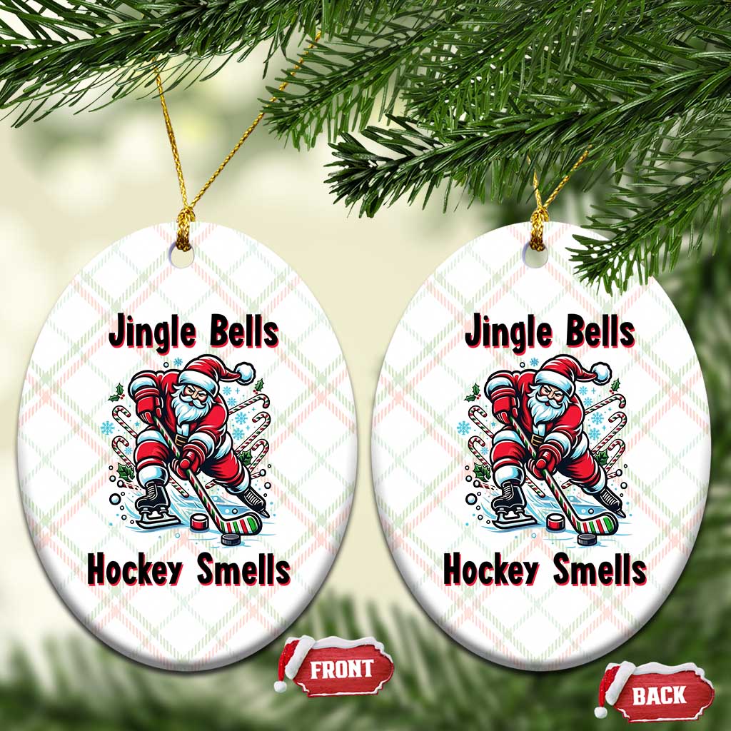 Jingle Bells Hockey Smells Ceramic Ornament Funny Santa Ice Hockey Christmas Gift TS12 Print Your Wear