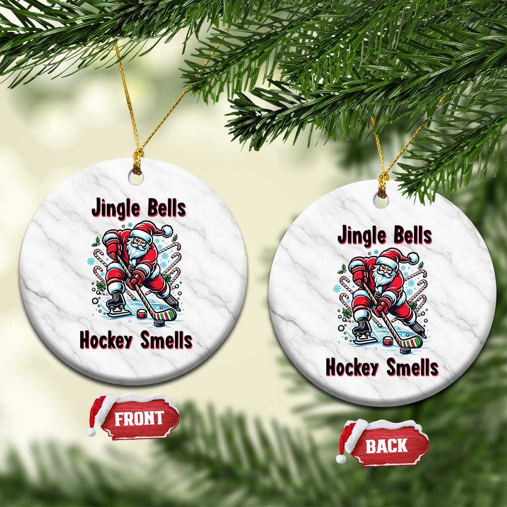 Jingle Bells Hockey Smells Ceramic Ornament Funny Santa Ice Hockey Christmas Gift TS12 1pc White Marble Print Your Wear