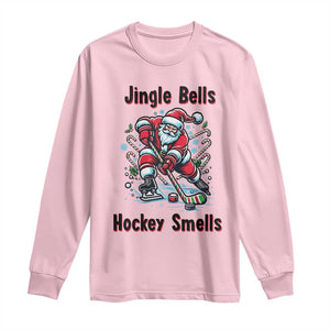 Jingle Bells Hockey Smells Long Sleeve Shirt Funny Santa Ice Hockey Christmas Gift TS12 Light Pink Print Your Wear
