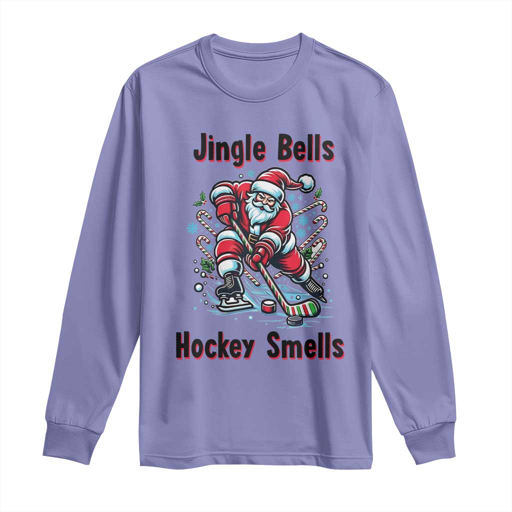 Jingle Bells Hockey Smells Long Sleeve Shirt Funny Santa Ice Hockey Christmas Gift TS12 Violet Print Your Wear