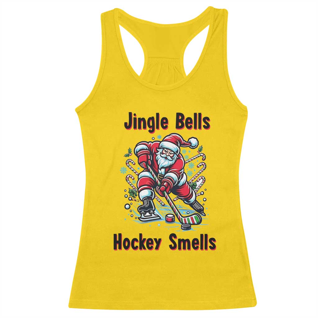 Jingle Bells Hockey Smells Racerback Tank Top Funny Santa Ice Hockey Christmas Gift TS12 Daisy Print Your Wear