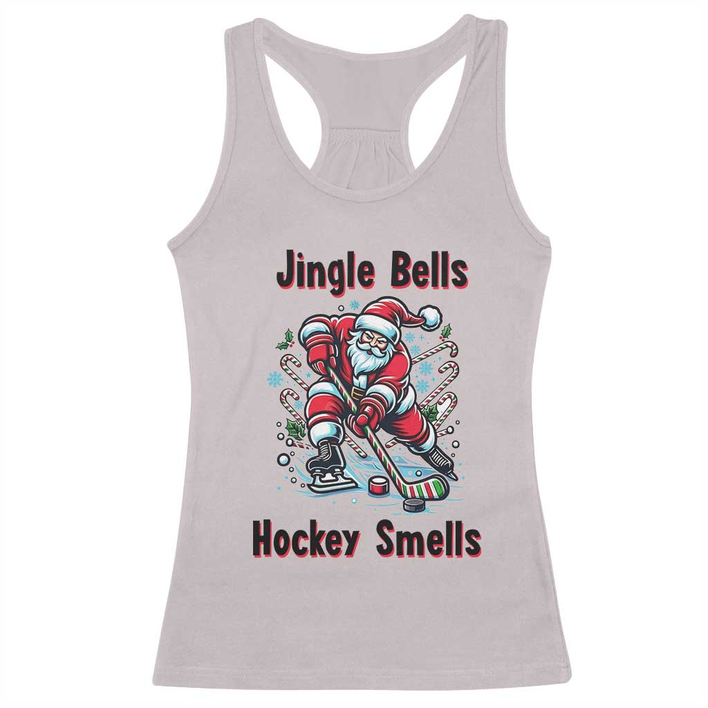 Jingle Bells Hockey Smells Racerback Tank Top Funny Santa Ice Hockey Christmas Gift TS12 Ice Gray Print Your Wear