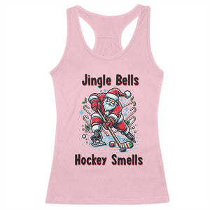 Jingle Bells Hockey Smells Racerback Tank Top Funny Santa Ice Hockey Christmas Gift TS12 Light Pink Print Your Wear