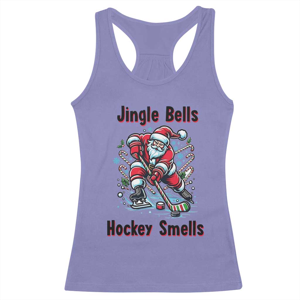 Jingle Bells Hockey Smells Racerback Tank Top Funny Santa Ice Hockey Christmas Gift TS12 Violet Print Your Wear