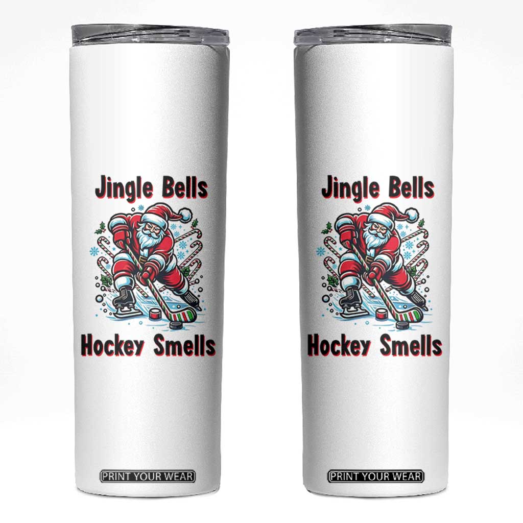 Jingle Bells Hockey Smells Skinny Tumbler Funny Santa Ice Hockey Christmas Gift TS12 White Print Your Wear