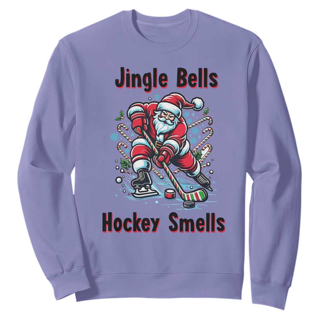 Jingle Bells Hockey Smells Sweatshirt Funny Santa Ice Hockey Christmas Gift TS12 Violet Print Your Wear