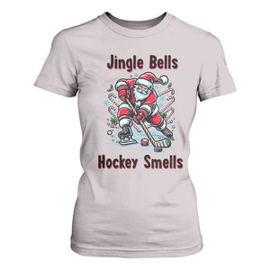 Jingle Bells Hockey Smells T Shirt For Women Funny Santa Ice Hockey Christmas Gift TS12 Ice Gray Print Your Wear