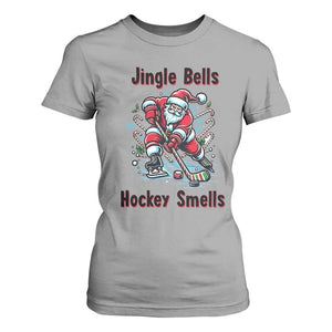 Jingle Bells Hockey Smells T Shirt For Women Funny Santa Ice Hockey Christmas Gift TS12 Sport Gray Print Your Wear