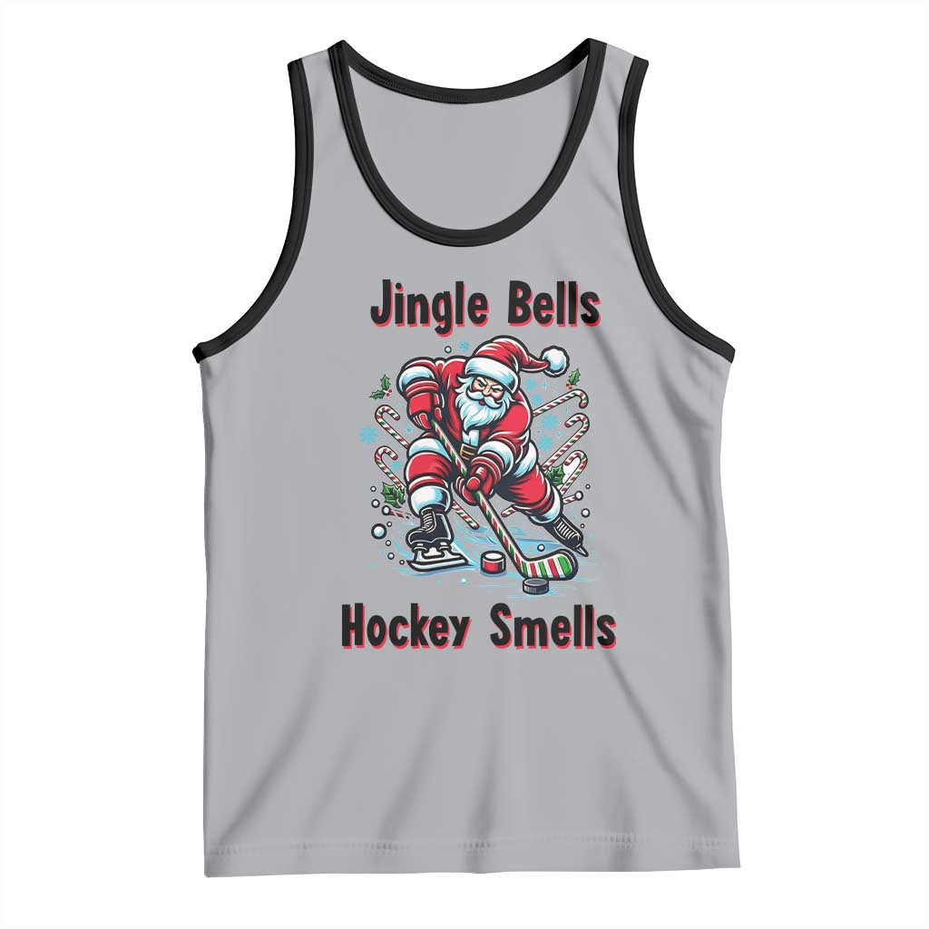Jingle Bells Hockey Smells Tank Top Funny Santa Ice Hockey Christmas Gift TS12 Athletic Heather Black Print Your Wear