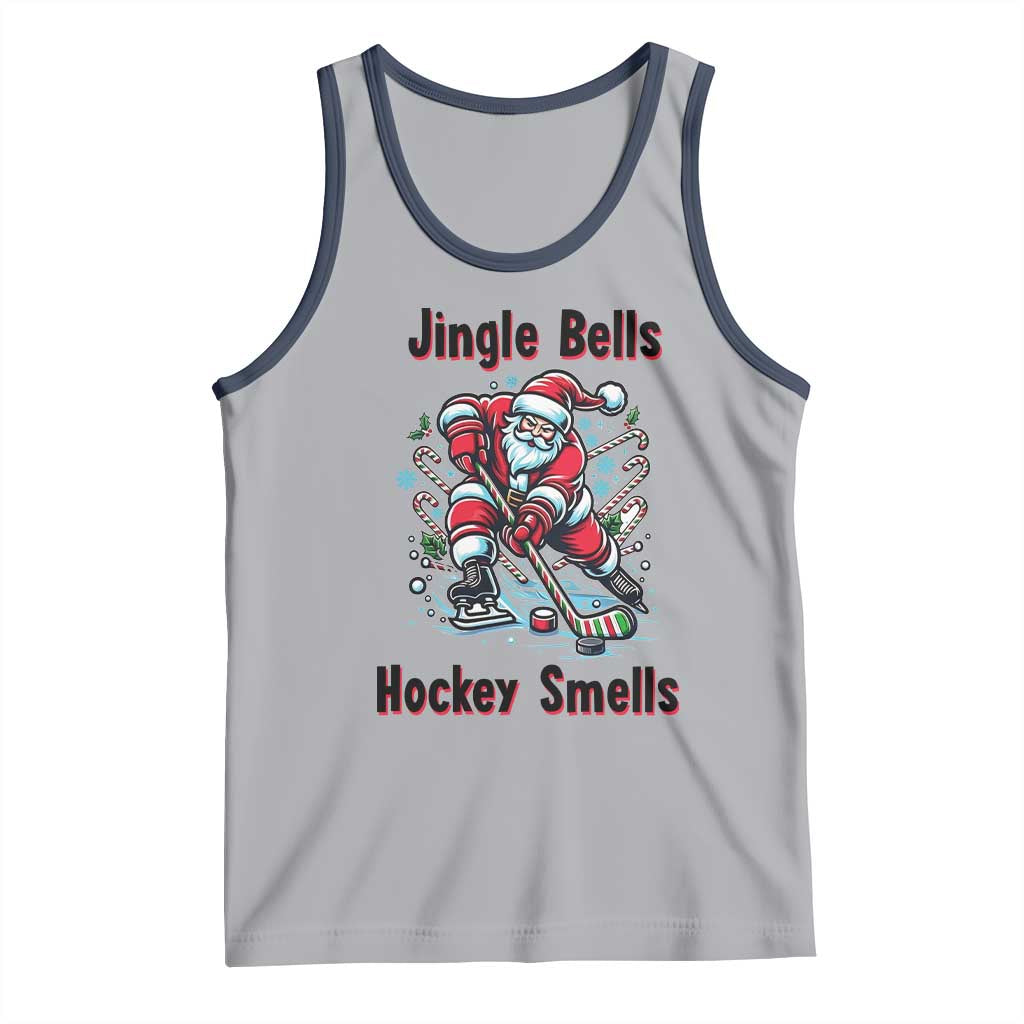 Jingle Bells Hockey Smells Tank Top Funny Santa Ice Hockey Christmas Gift TS12 Athletic Heather Navy Print Your Wear
