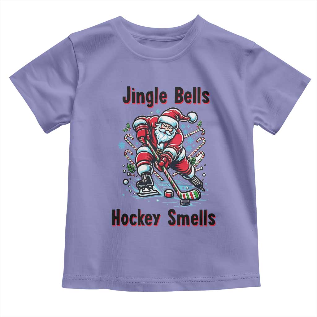 Jingle Bells Hockey Smells Toddler T Shirt Funny Santa Ice Hockey Christmas Gift TS12 Violet Print Your Wear