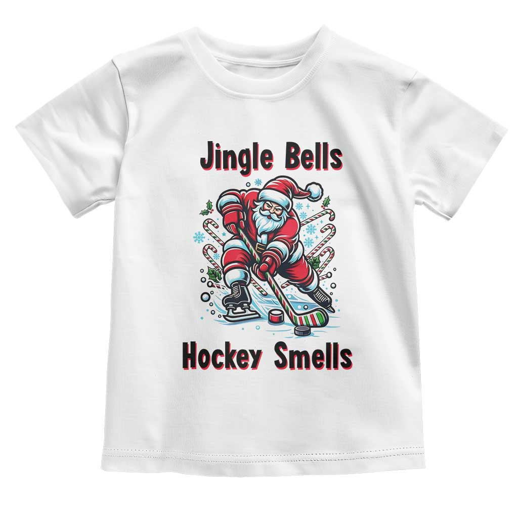 Jingle Bells Hockey Smells Toddler T Shirt Funny Santa Ice Hockey Christmas Gift TS12 White Print Your Wear