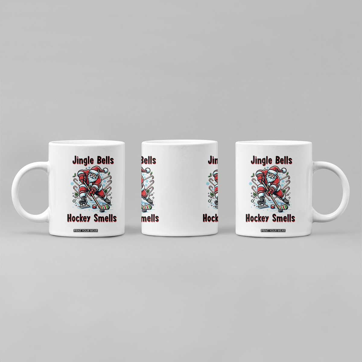 Jingle Bells Hockey Smells Coffee Mug Funny Santa Ice Hockey Christmas Gift TS12 Print Your Wear
