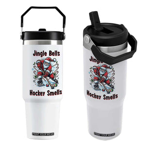 Jingle Bells Hockey Smells Flip Straw Tumbler Funny Santa Ice Hockey Christmas Gift TS12 One Size: 30 oz White Print Your Wear