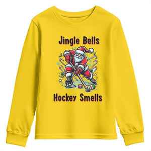 Jingle Bells Hockey Smells Youth Sweatshirt Funny Santa Ice Hockey Christmas Gift TS12 Daisy Print Your Wear
