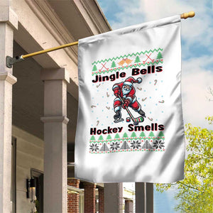 Ugly Christmas Sweater Santa Playing Hockey Garden Flag Jingle Bells Hockey Smells TS12 Print Your Wear