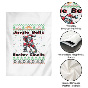 Ugly Christmas Sweater Santa Playing Hockey Garden Flag Jingle Bells Hockey Smells TS12 Print Your Wear