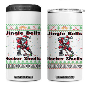 Ugly Christmas Sweater Santa Playing Hockey 4 in 1 Can Cooler Tumbler Jingle Bells Hockey Smells TS12 One Size: 16 oz White Print Your Wear