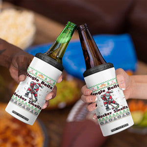 Ugly Christmas Sweater Santa Playing Hockey 4 in 1 Can Cooler Tumbler Jingle Bells Hockey Smells TS12 Print Your Wear