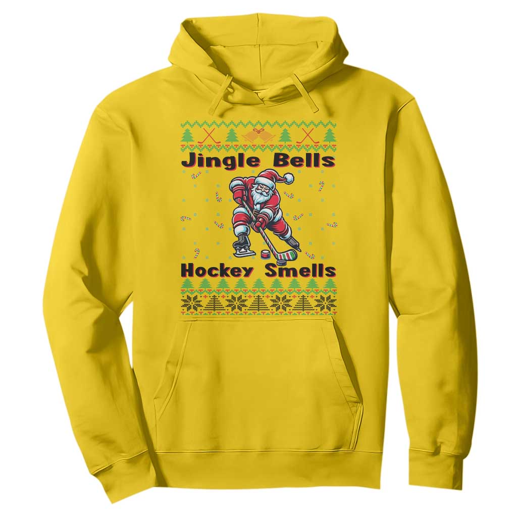 Ugly Christmas Sweater Santa Playing Hockey Hoodie Jingle Bells Hockey Smells TS12 Daisy Print Your Wear