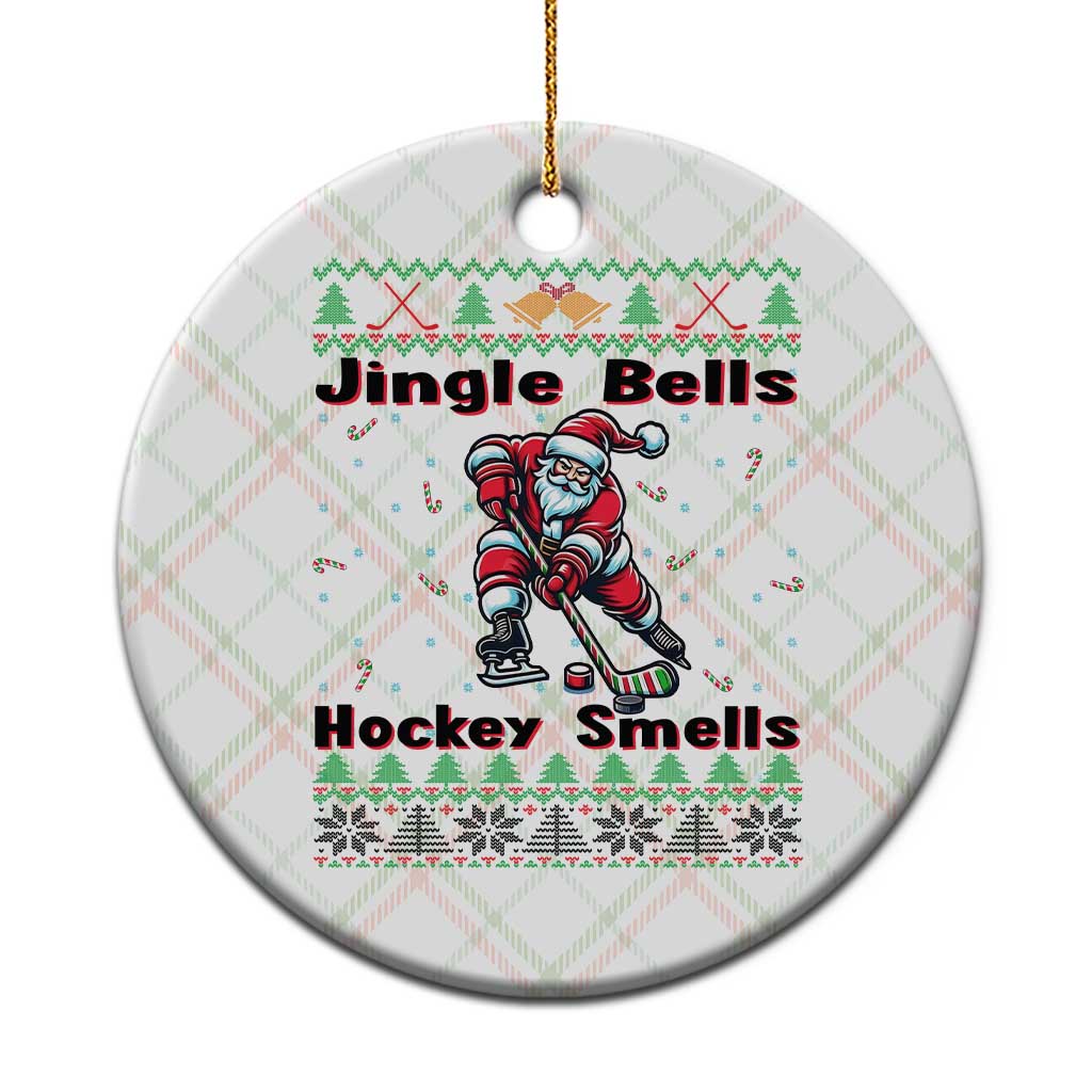 Ugly Christmas Sweater Santa Playing Hockey Ceramic Ornament Jingle Bells Hockey Smells TS12 1pc Christmas Plaid Print Your Wear