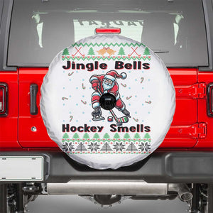 Ugly Christmas Sweater Santa Playing Hockey Spare Tire Cover Jingle Bells Hockey Smells TS12 White Print Your Wear