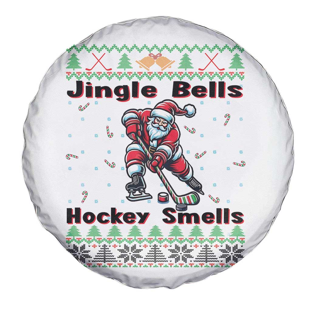 Ugly Christmas Sweater Santa Playing Hockey Spare Tire Cover Jingle Bells Hockey Smells TS12 Print Your Wear