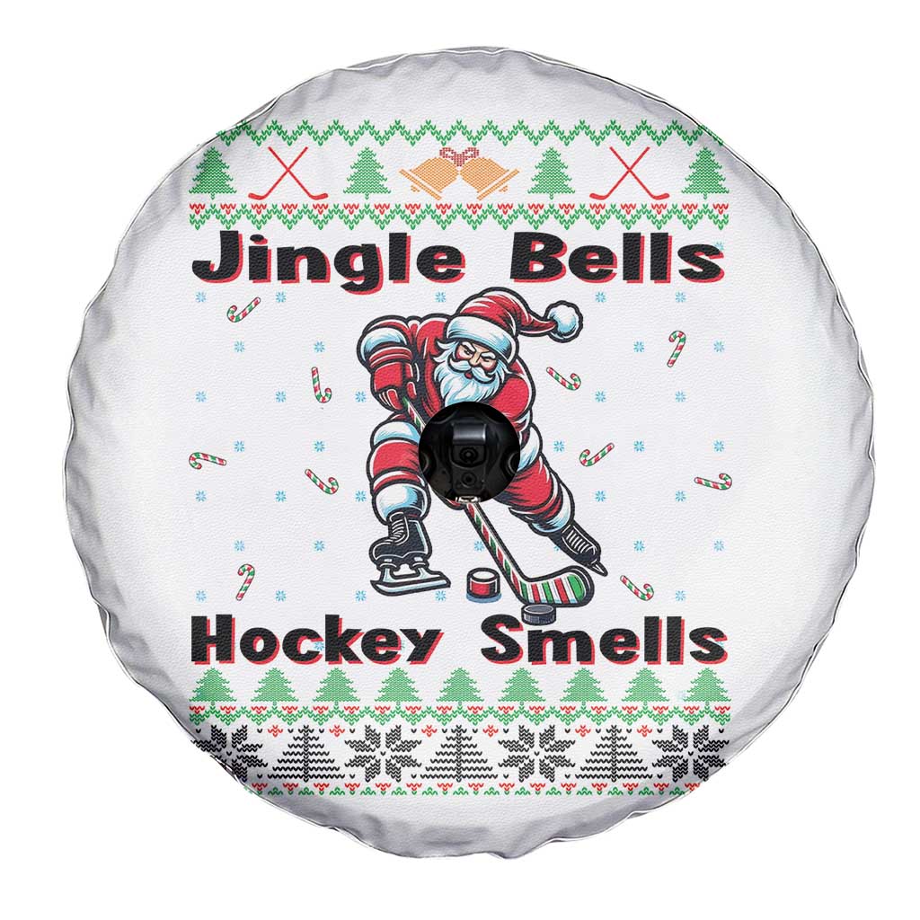 Ugly Christmas Sweater Santa Playing Hockey Spare Tire Cover Jingle Bells Hockey Smells TS12 Print Your Wear