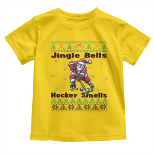 Ugly Christmas Sweater Santa Playing Hockey Toddler T Shirt Jingle Bells Hockey Smells TS12 Daisy Print Your Wear