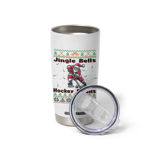 Ugly Christmas Sweater Santa Playing Hockey Tumbler Cup Jingle Bells Hockey Smells TS12 Print Your Wear
