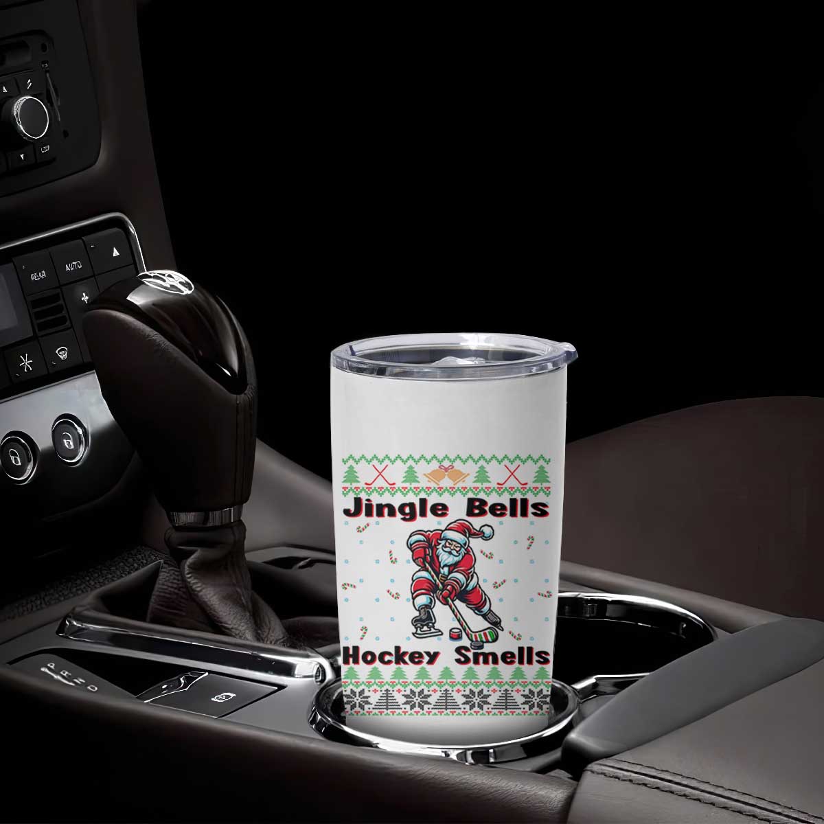 Ugly Christmas Sweater Santa Playing Hockey Tumbler Cup Jingle Bells Hockey Smells TS12 Print Your Wear