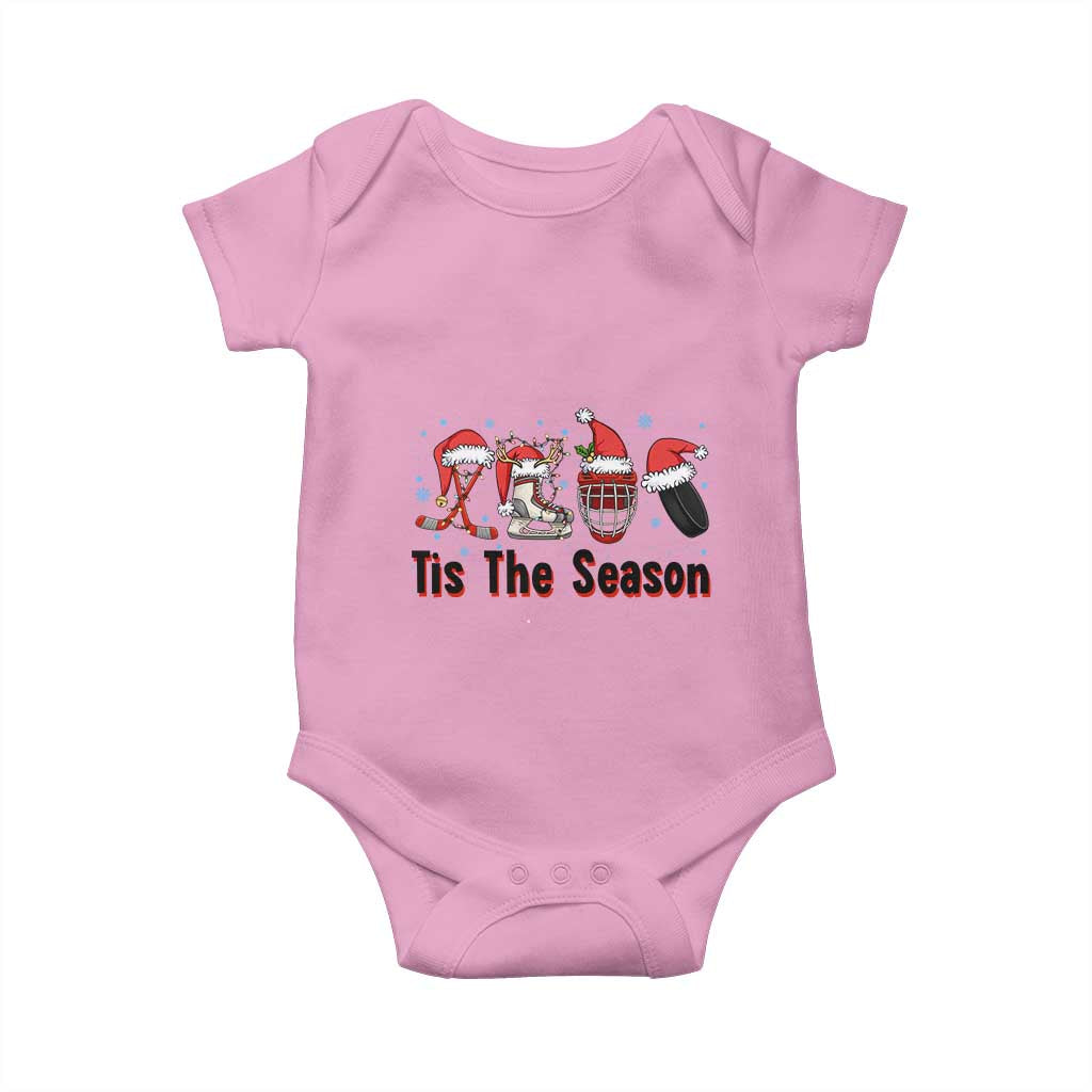 Funny Ice Hockey Christmas Gift Baby Onesie Tis The Season TS12 Light Pink Print Your Wear
