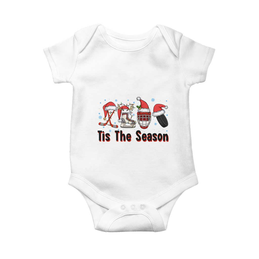 Funny Ice Hockey Christmas Gift Baby Onesie Tis The Season TS12 White Print Your Wear