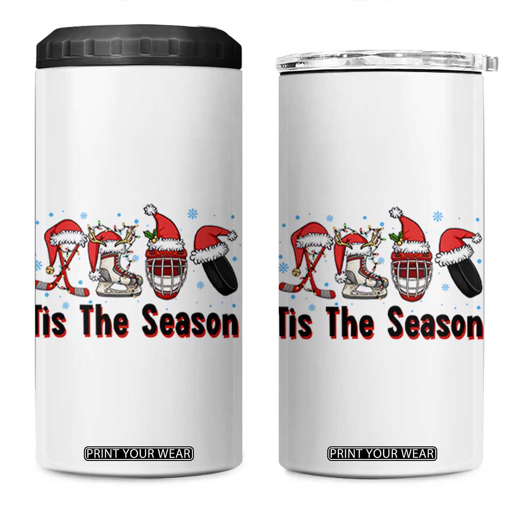 Funny Ice Hockey Christmas Gift 4 in 1 Can Cooler Tumbler Tis The Season TS12 One Size: 16 oz White Print Your Wear