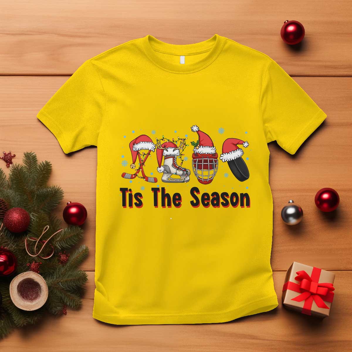 Funny Ice Hockey Christmas Gift T Shirt Tis The Season TS12 Daisy Print Your Wear