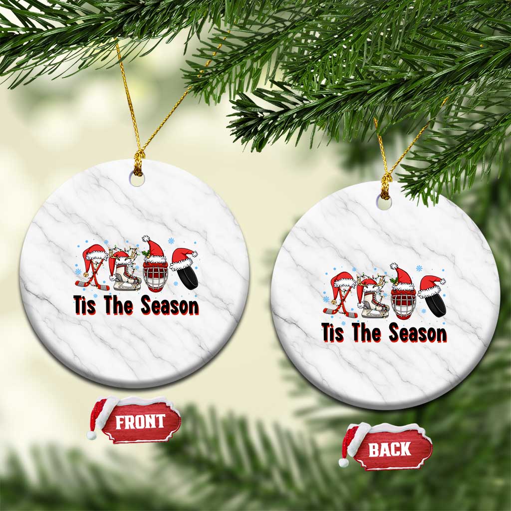 Funny Ice Hockey Christmas Gift Ceramic Ornament Tis The Season TS12 1pc White Marble Print Your Wear